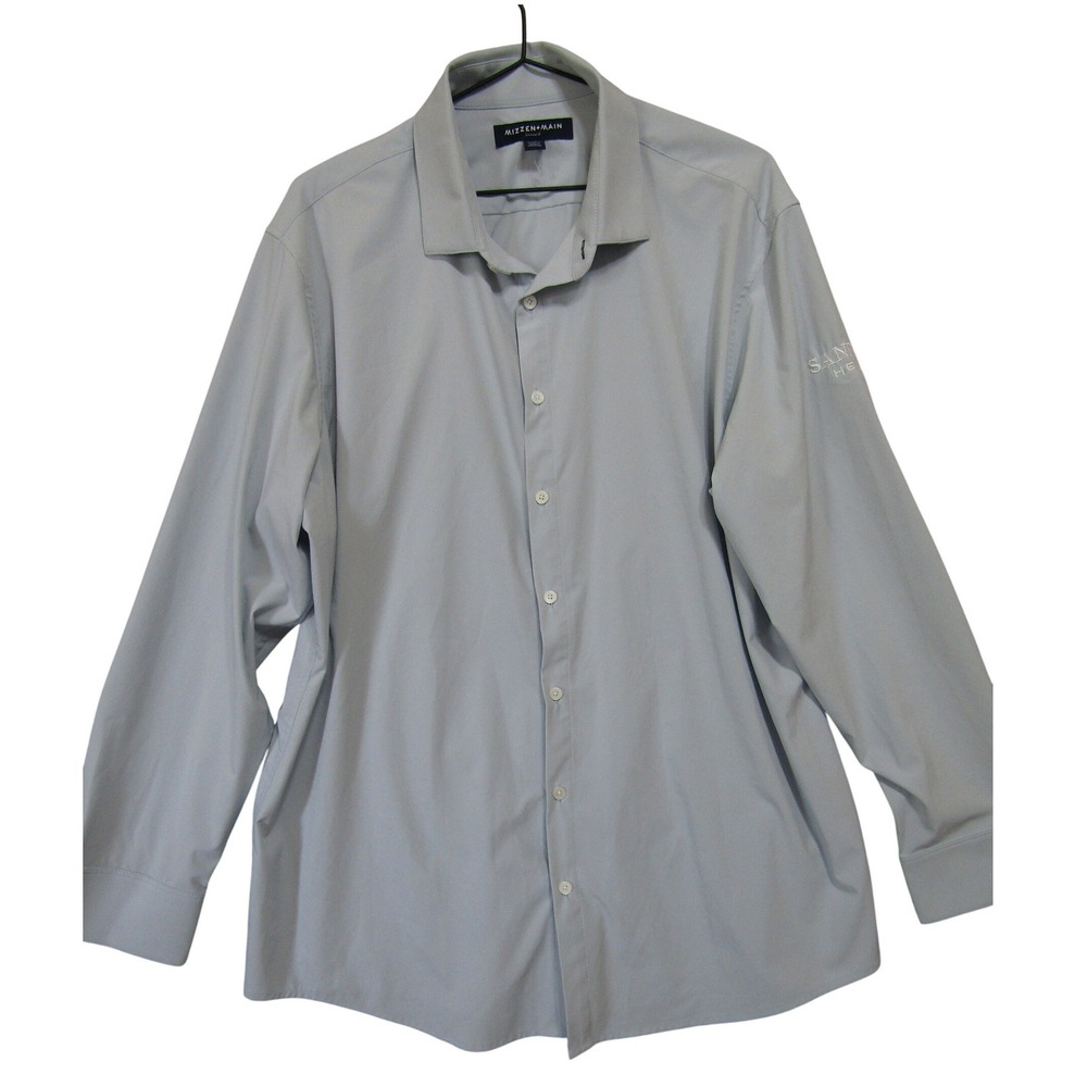 Mizzen+Main Leeward Dress Shirt Mens XL Blue Excellent‎ Sanford Health Stretch